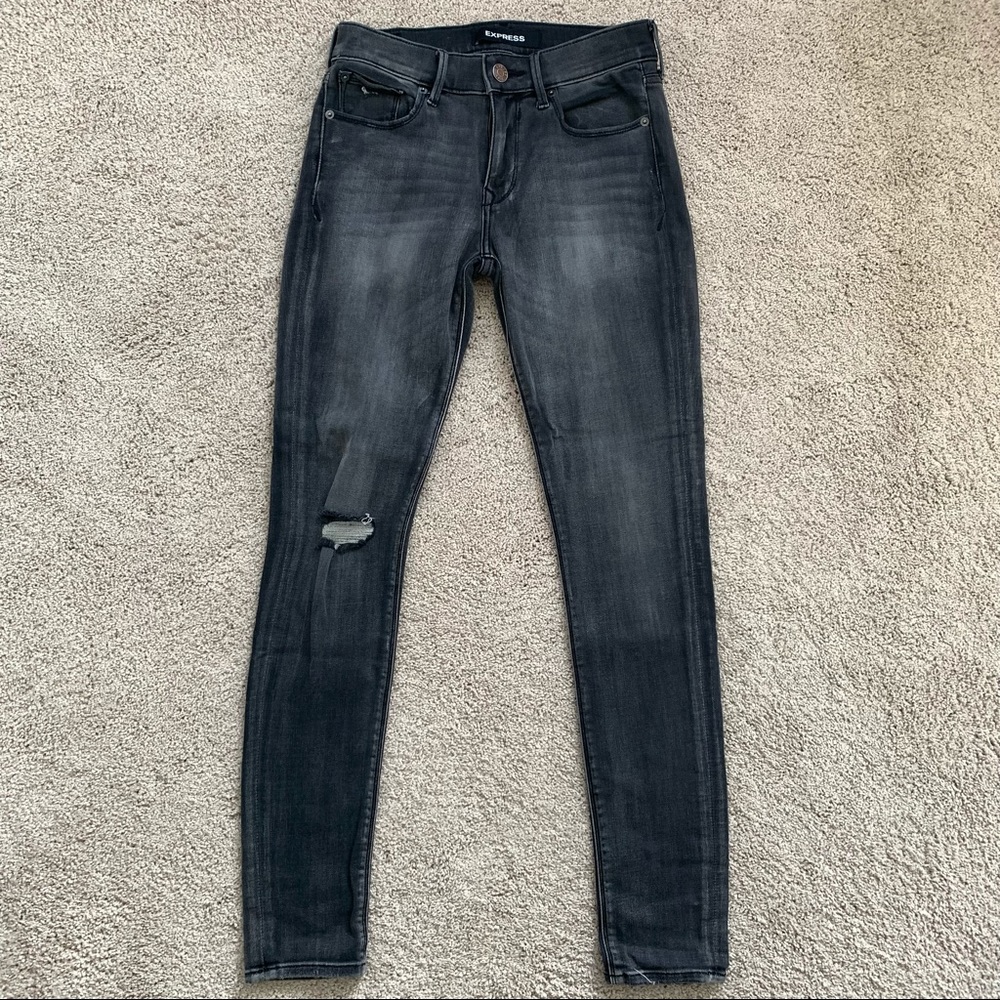 Express Mid Rise Ankle Grey Wash Jeans